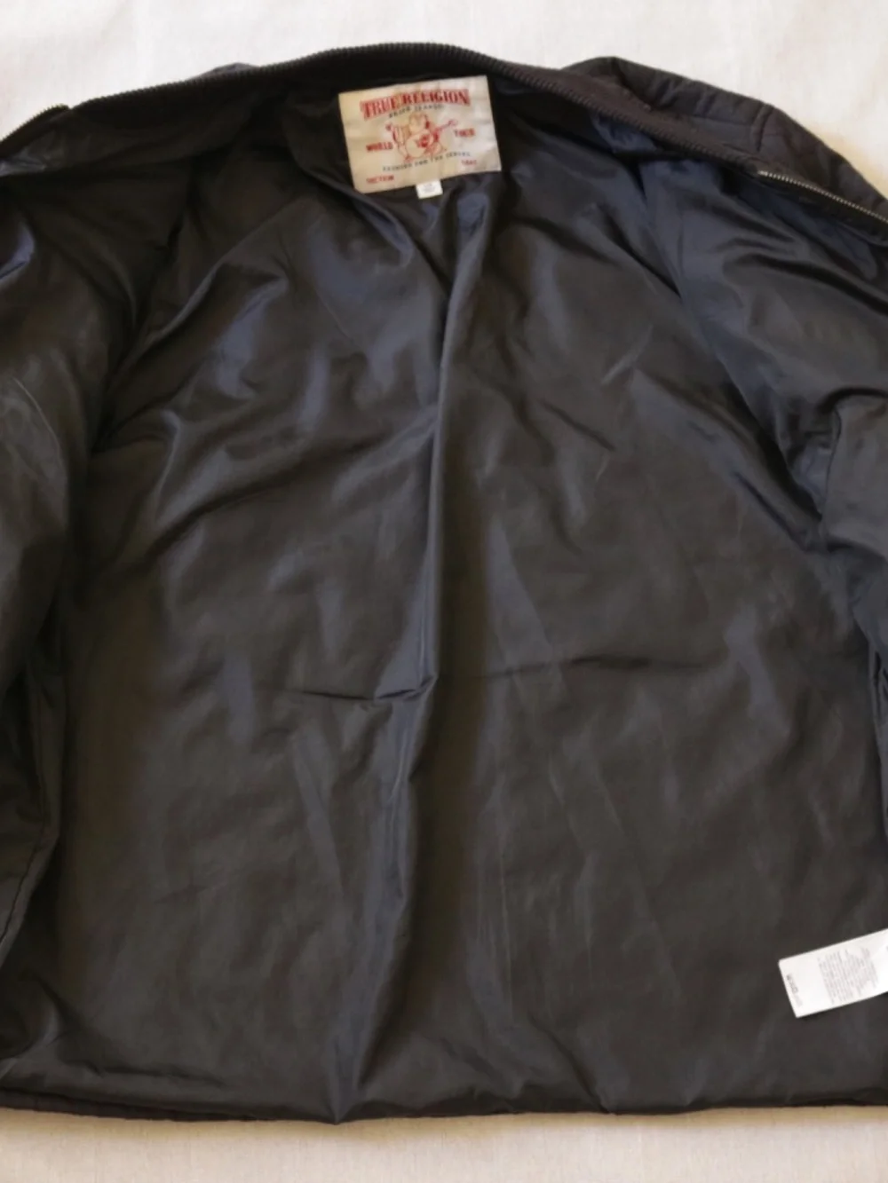 True Religion Men's Size L Black Long Sleeve Full-Zip Quilted Bomber Jacket